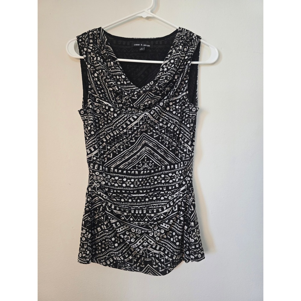 Cable & Gauge Blouse Sleeveless Womens Small Black